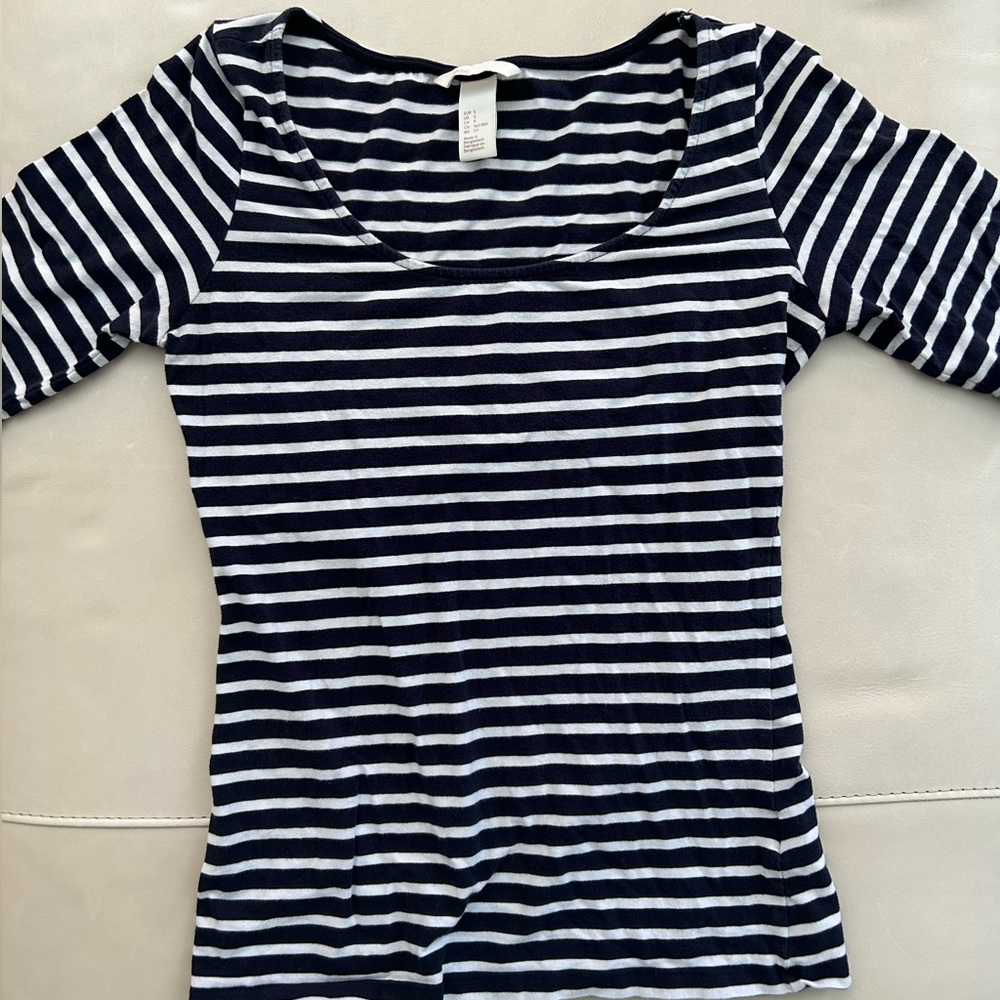 Classic Navy Blue & White Stripped Shirt